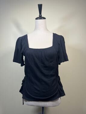 Lucky Brand Black Milkmaid Style Top Excellent Condition Size Small